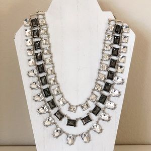LOFT Chunky Three Strand Jewel Statement Necklace